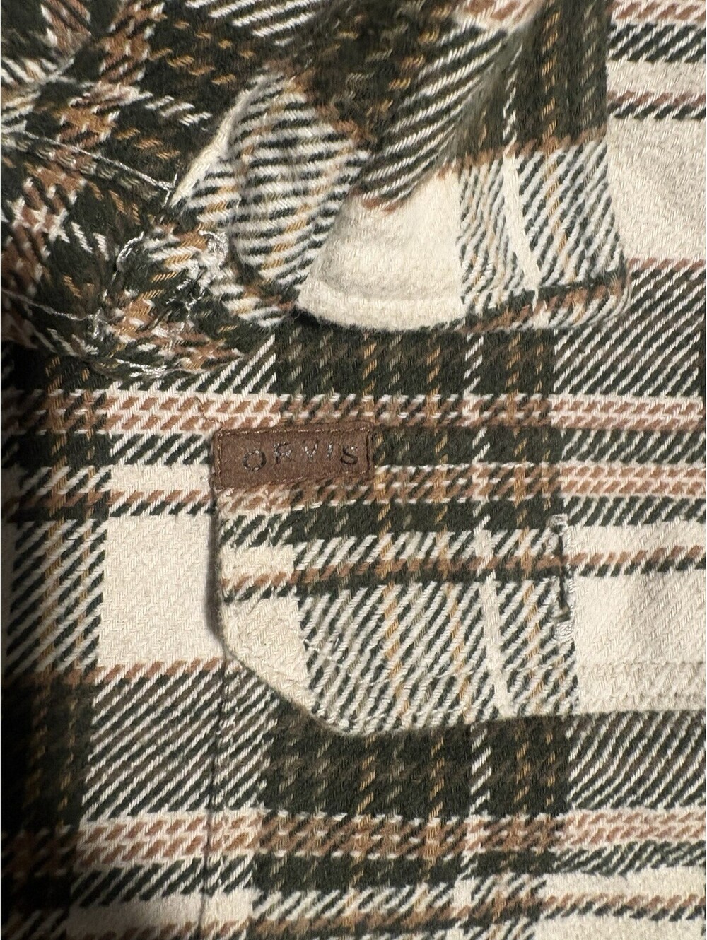 Orvis Men's L Regular Plaid Flannel Long Sleeve Button-Up Shirt Pockets Green - Picture 6 of 8